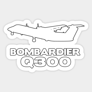 Bombardier Q300 Silhouette Print (White) Sticker